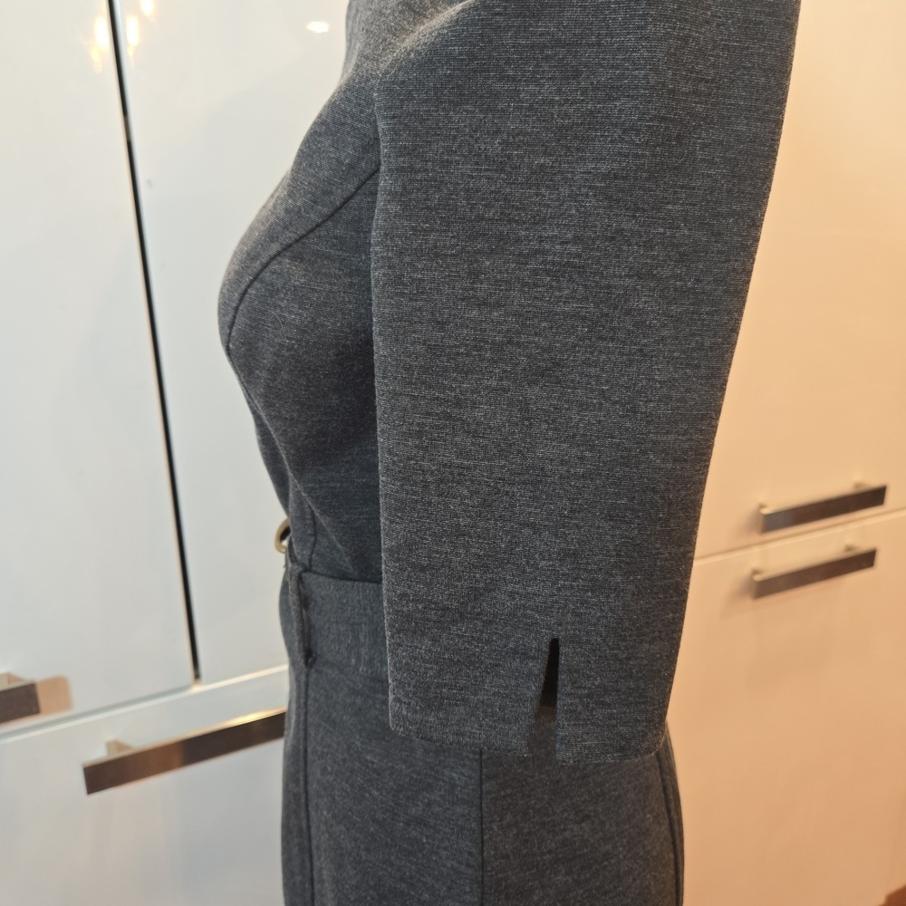 Banana Republic Short Sleeve Belted Stretch Midi Sheath Dress Gray Size 4 - Picture 5 of 10